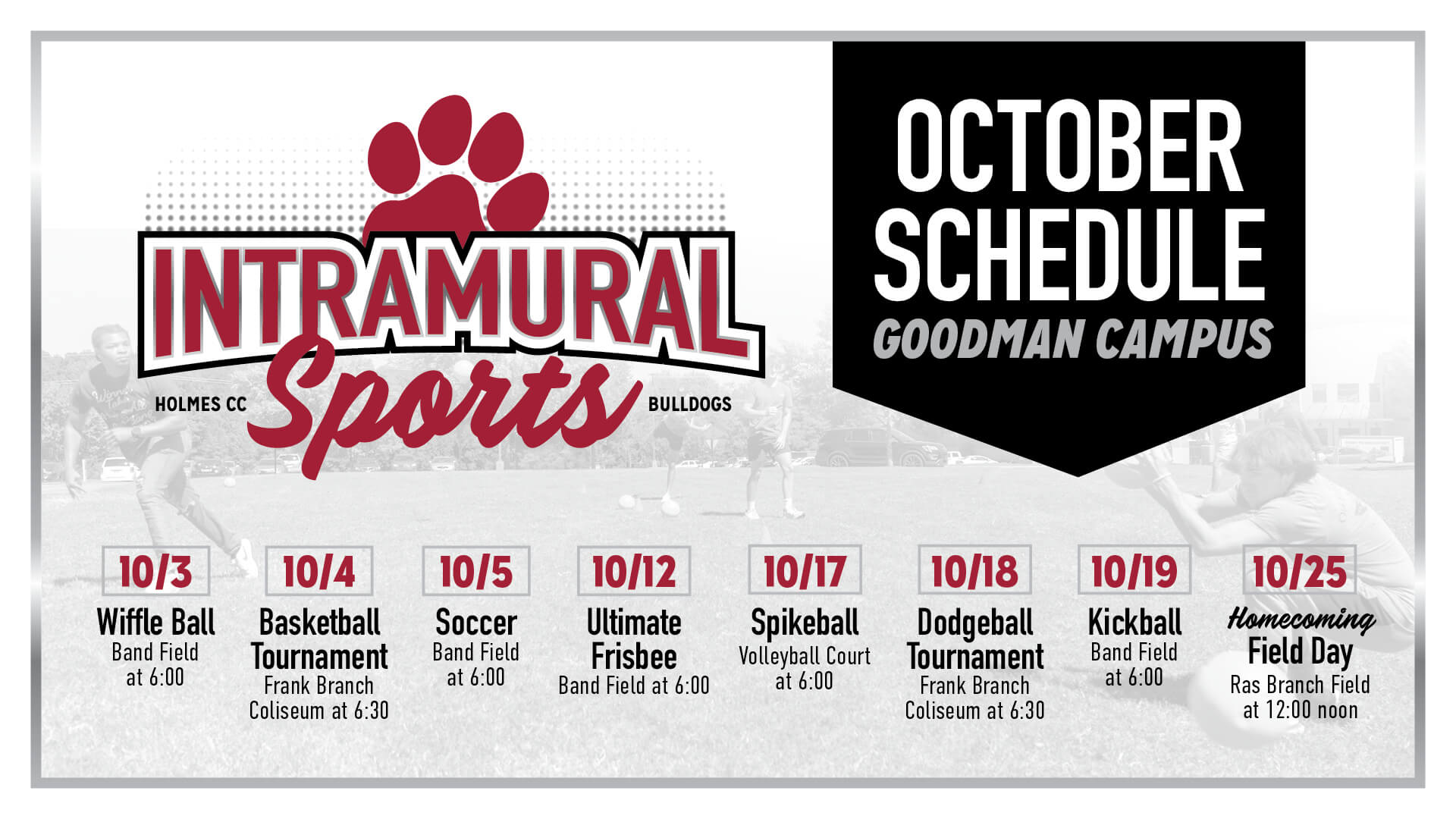 Oct IntramuralsSched EventSize SMALL