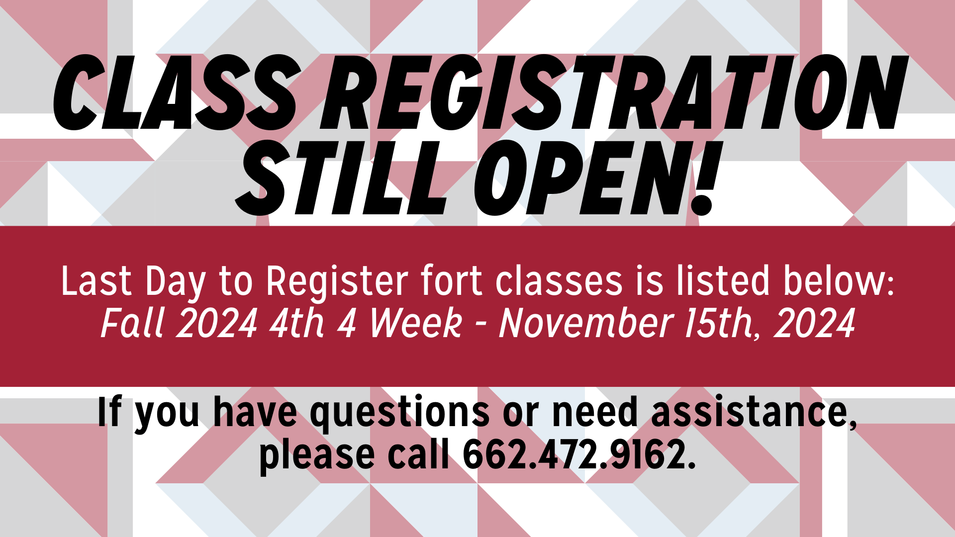 Fall Class registration